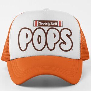 NEW Tootsie Roll Pops Foam Trucker Mesh Snapback Hat 2TONE ORANGE WHITE
